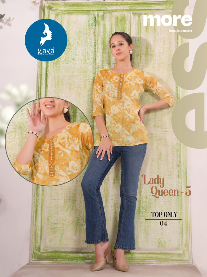 Lady Queen 5 By Kaya Capsule Printed Ladies Top Wholesale Price In Surat